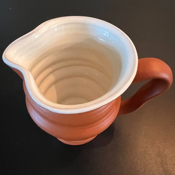 Signed Hand Thrown Terracotta Country Style Creamer Pitcher Cottagecore - Picture 3 of 7